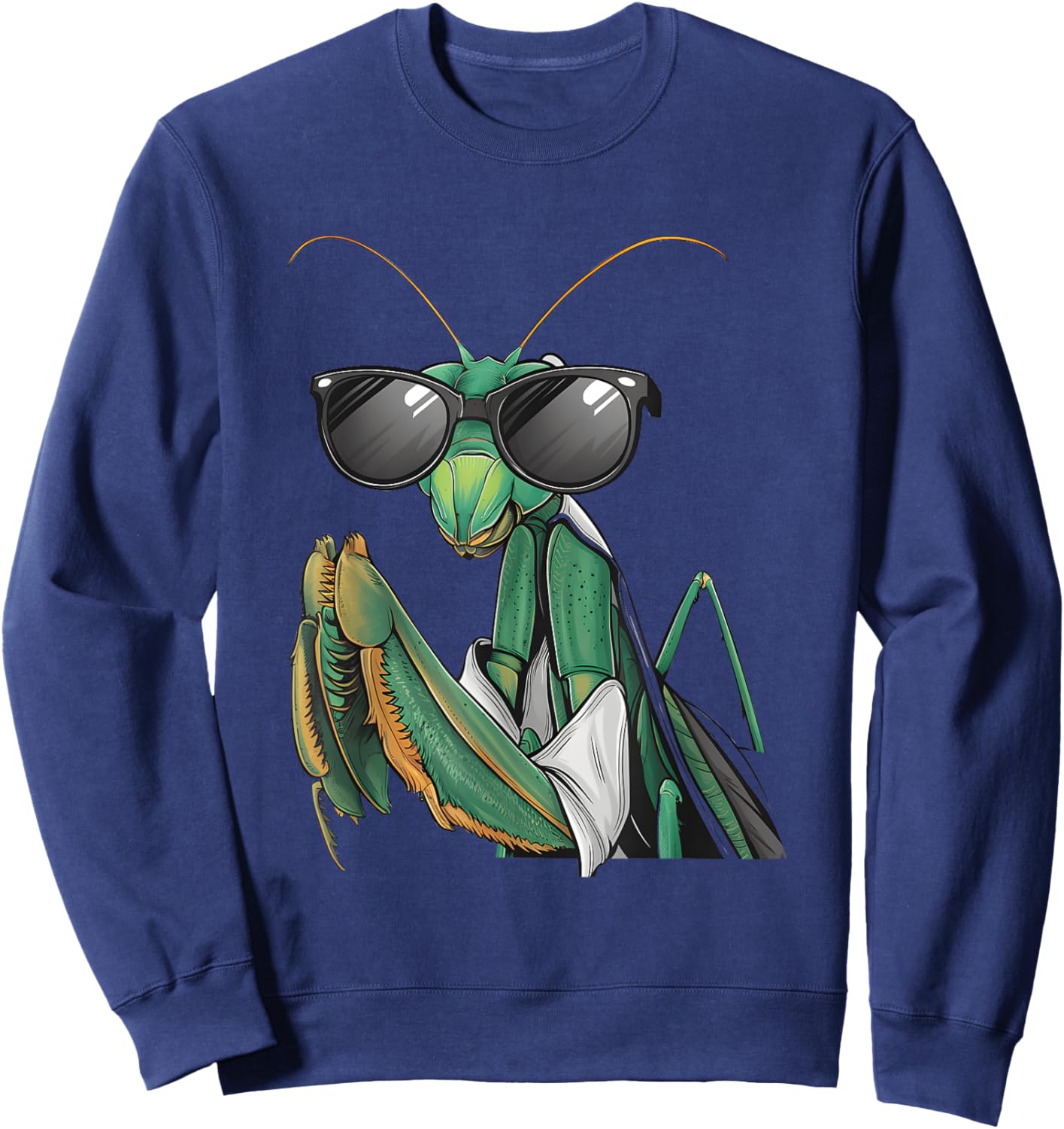 Praying Mantis Wearing Sunglass Costume Funny Bug Insect Sweatshirt - Sweatshirt | Navy