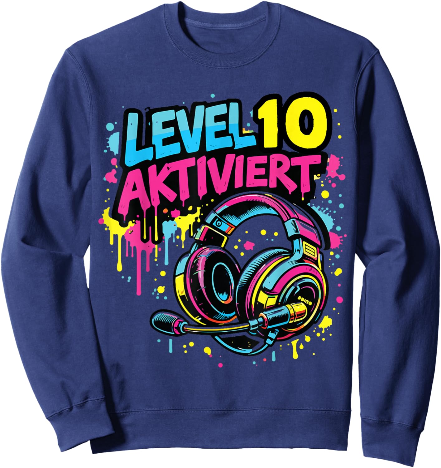 10. Geburtstag Jungen Video Gamer Level 10 Aktiviert Kids Sweatshirt - Sweatshirt | Navy