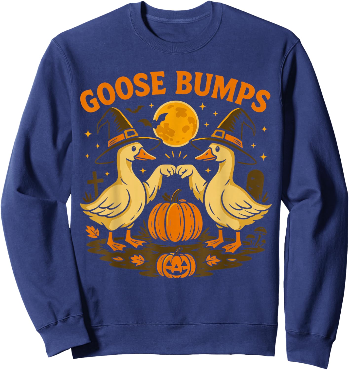Cute Spooky Goose Shirt, Funny Halloween Goose Bumps Sweatshirt - Sweatshirt | Navy