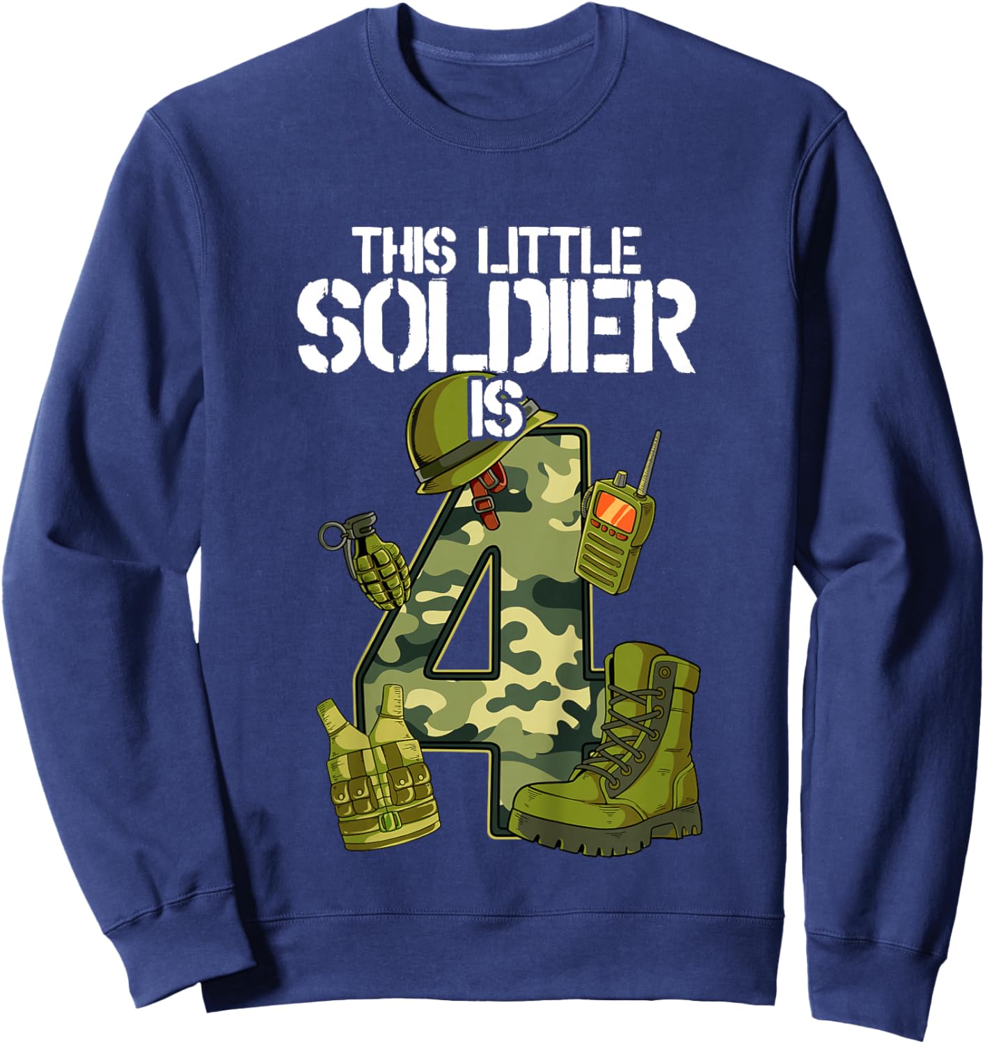 Kids 4th Birthday Army Sweatshirt - Sweatshirt | Navy
