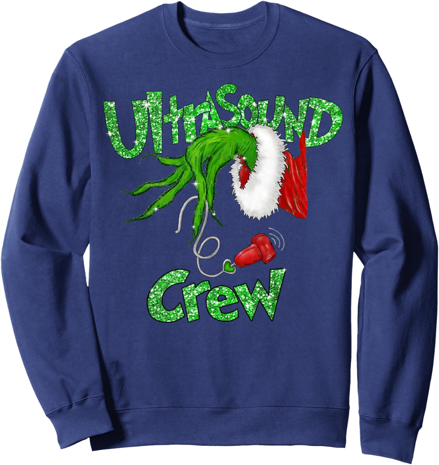 Ultrasound Crew Sonographer Merry Christmas Xmas Pajamas Sweatshirt - Sweatshirt | Navy