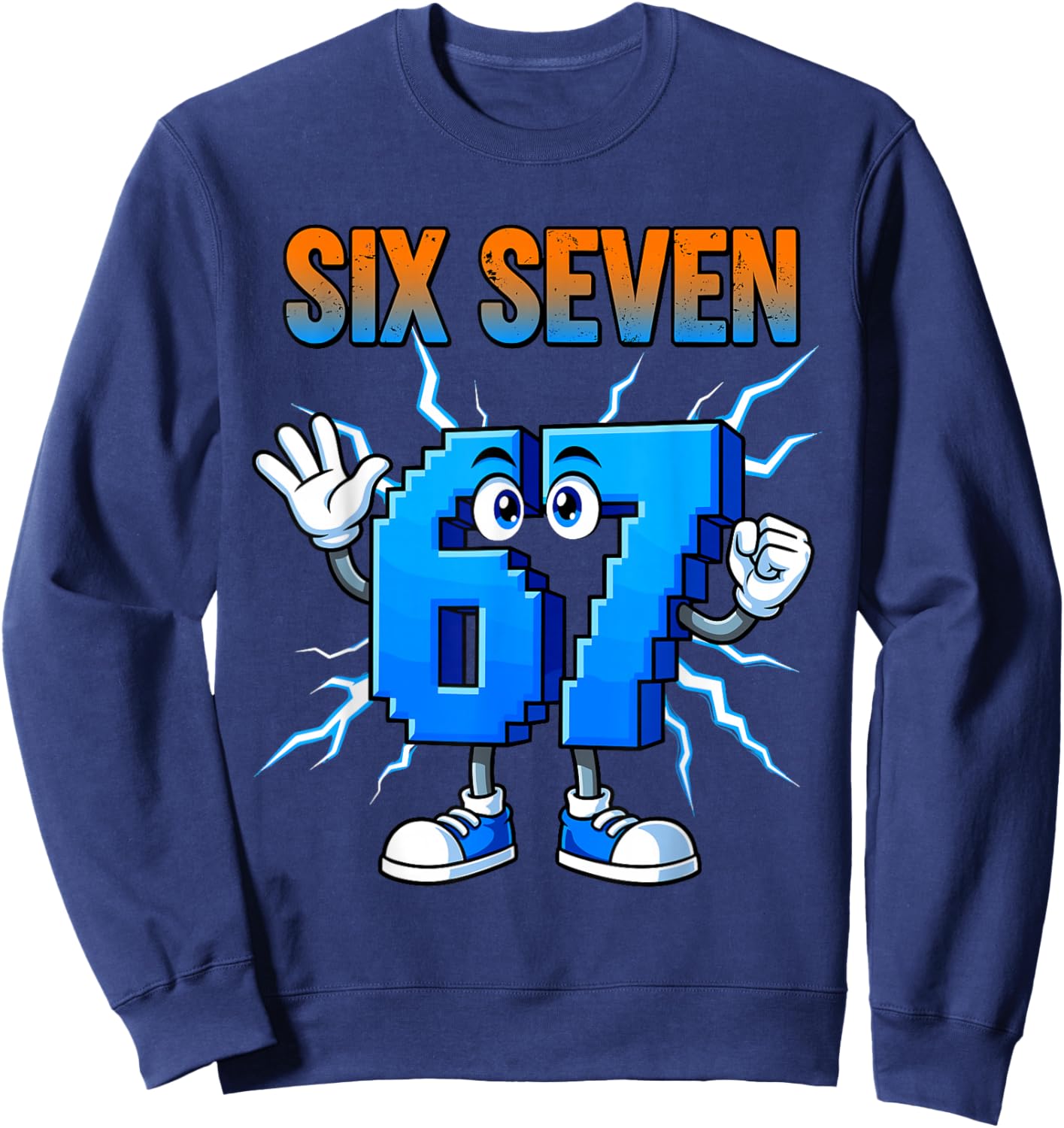 67 Gen Alpha Six Seven Italy 6 7 Brain Red Gaming Meme Sweatshirt - Sweatshirt | Navy