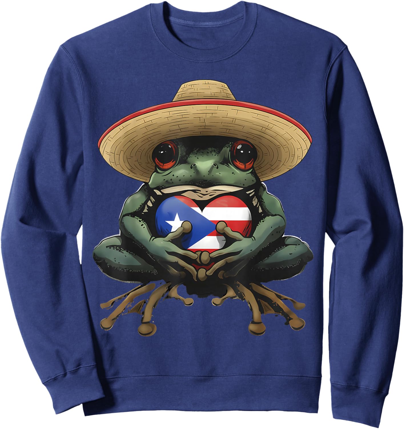 Coqui Frog Puerto Rico Taino Puerto Rican Flag Boricua Sweatshirt - Sweatshirt | Navy