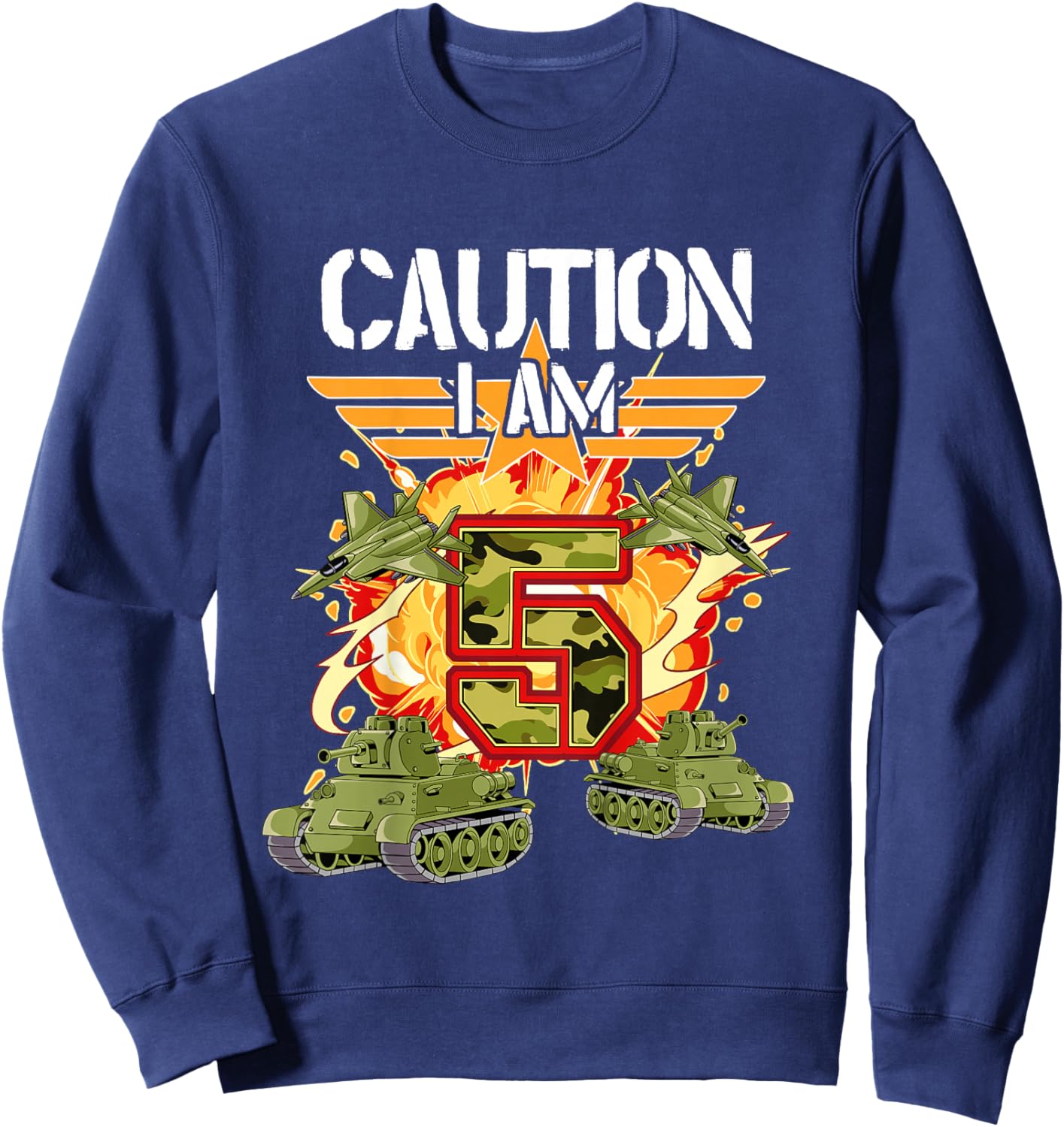 Kids 5th Birthday Army Sweatshirt - Sweatshirt | Navy