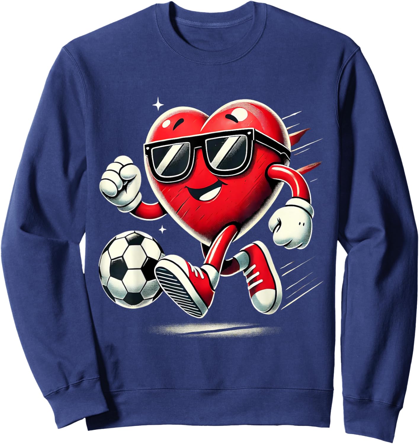 Funny Heart Playing Soccer Valentines Day Boys Kids Sweatshirt - Sweatshirt | Navy