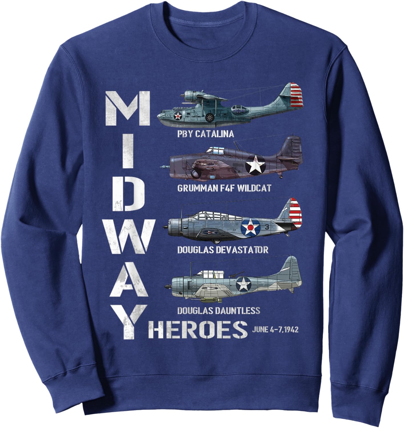 The Battle of Midway Plane Spotting American WW2 Aircraft Sweatshirt - Sweatshirt | Navy