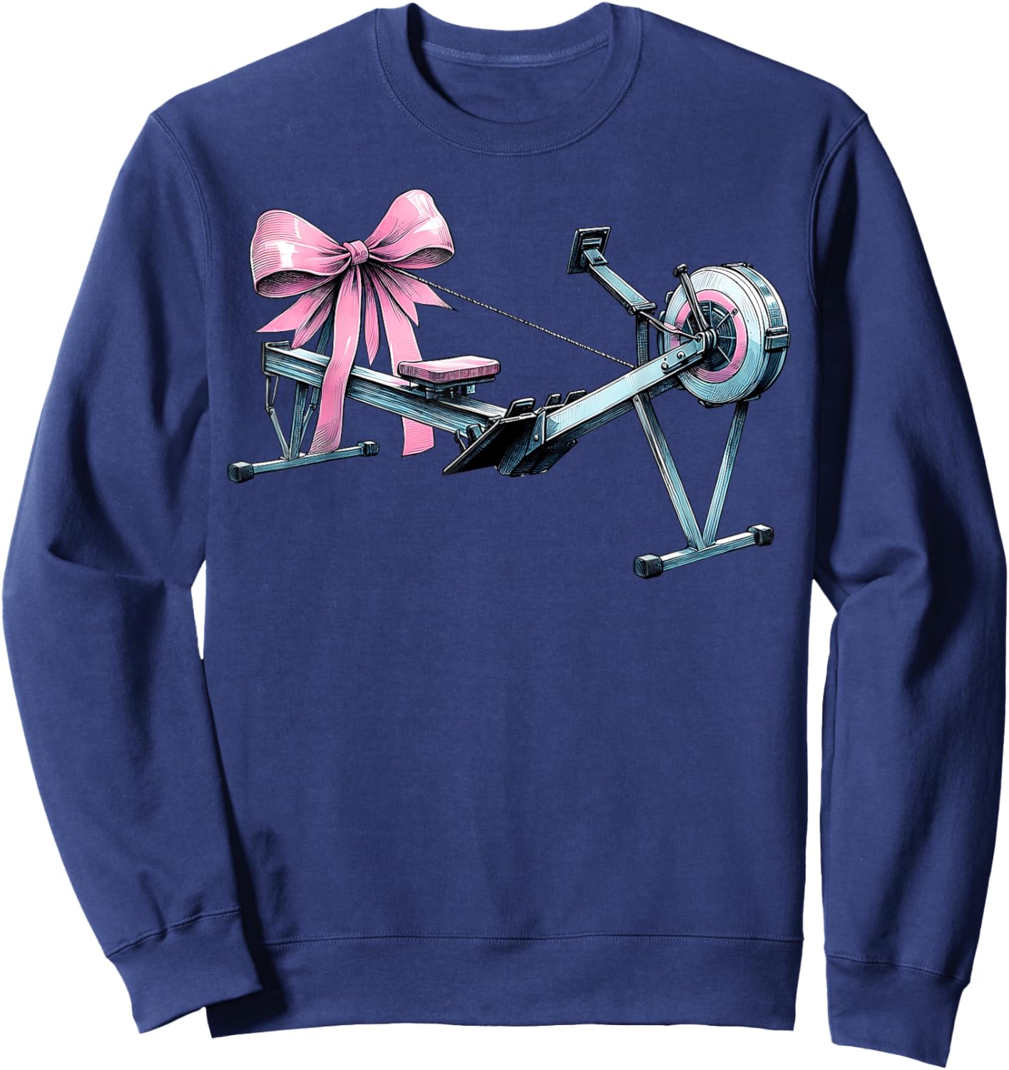 Coquette Bow Rowing Machine Rowing Workout Girl Mom Pink Sweatshirt - Sweatshirt | Navy