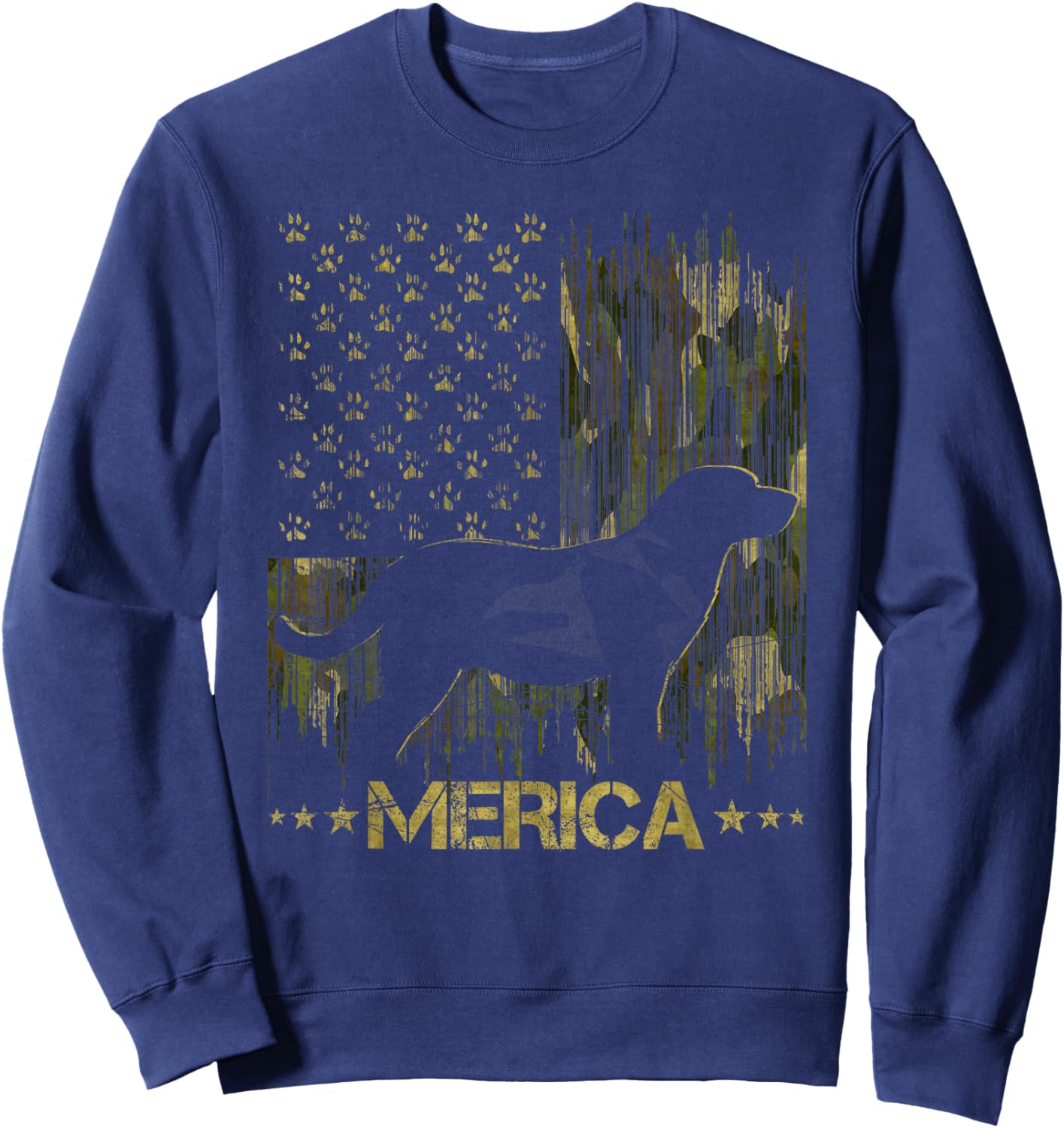 Vintage Camouflage USA Flag Merica Labrador Dog Silhouette Women Kids Sweatshirt - Sweatshirt | Navy