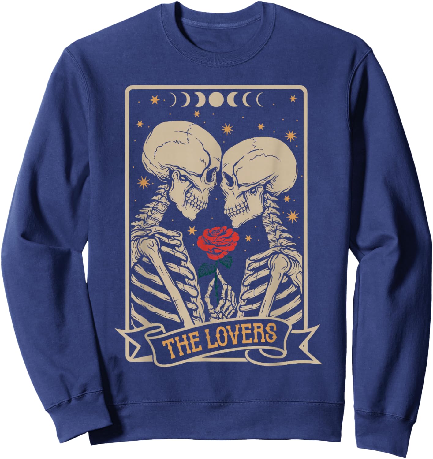 Gothic The Lovers Tarot Card Skeleton Romantic Couple Design Sweatshirt - Sweatshirt | Navy