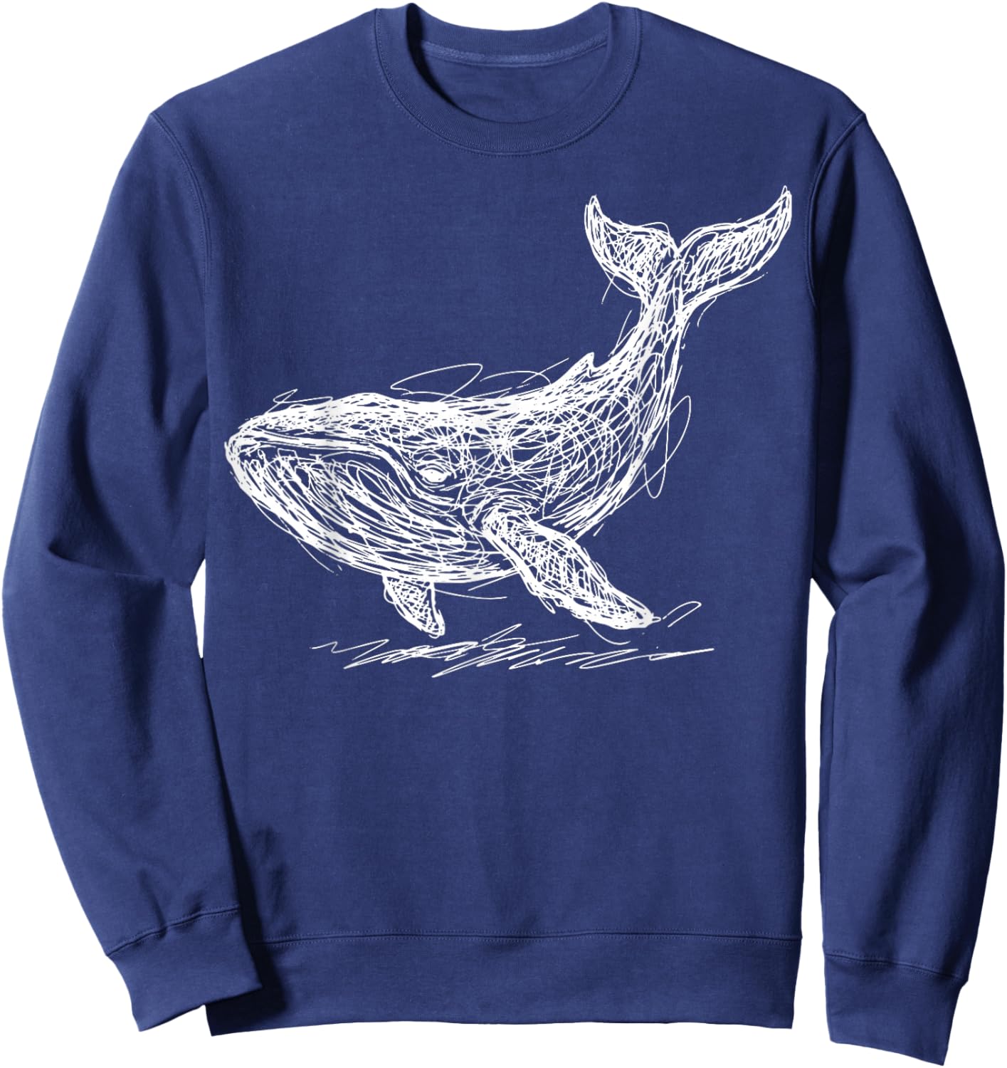 Blue Whale Line Art Whale Watching Sweatshirt - Sweatshirt | Navy