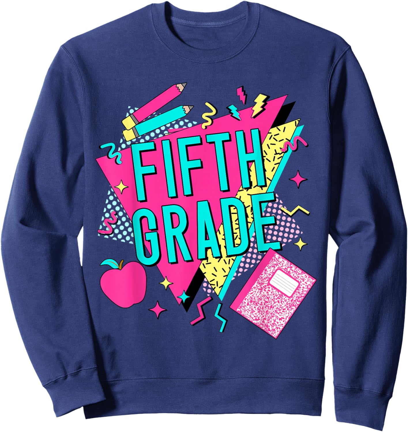 Fifth Grade Retro 90s 5th Grade Teacher Back to School Sweatshirt - Sweatshirt | Navy