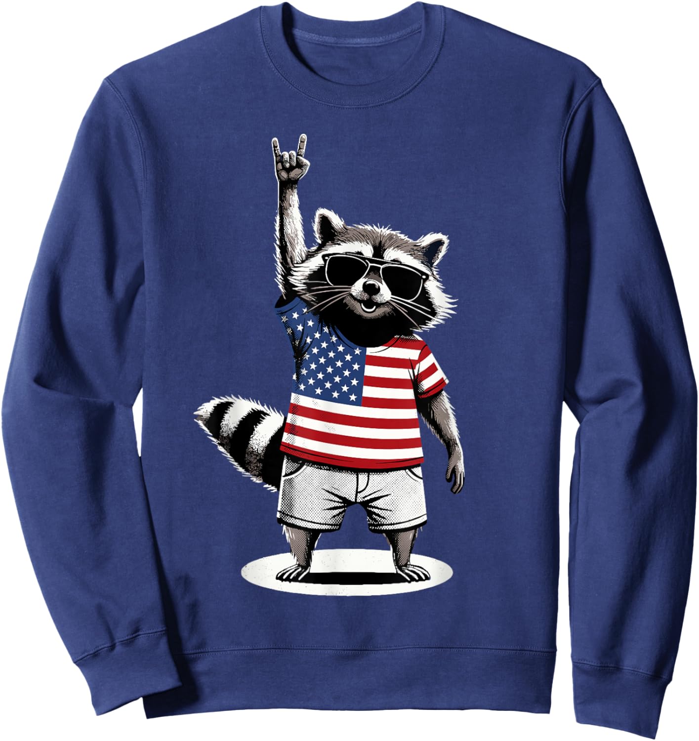 Drapeau américain Raton Laveur USA drôle Amérique Sweatshirt - Sweatshirt | Navy