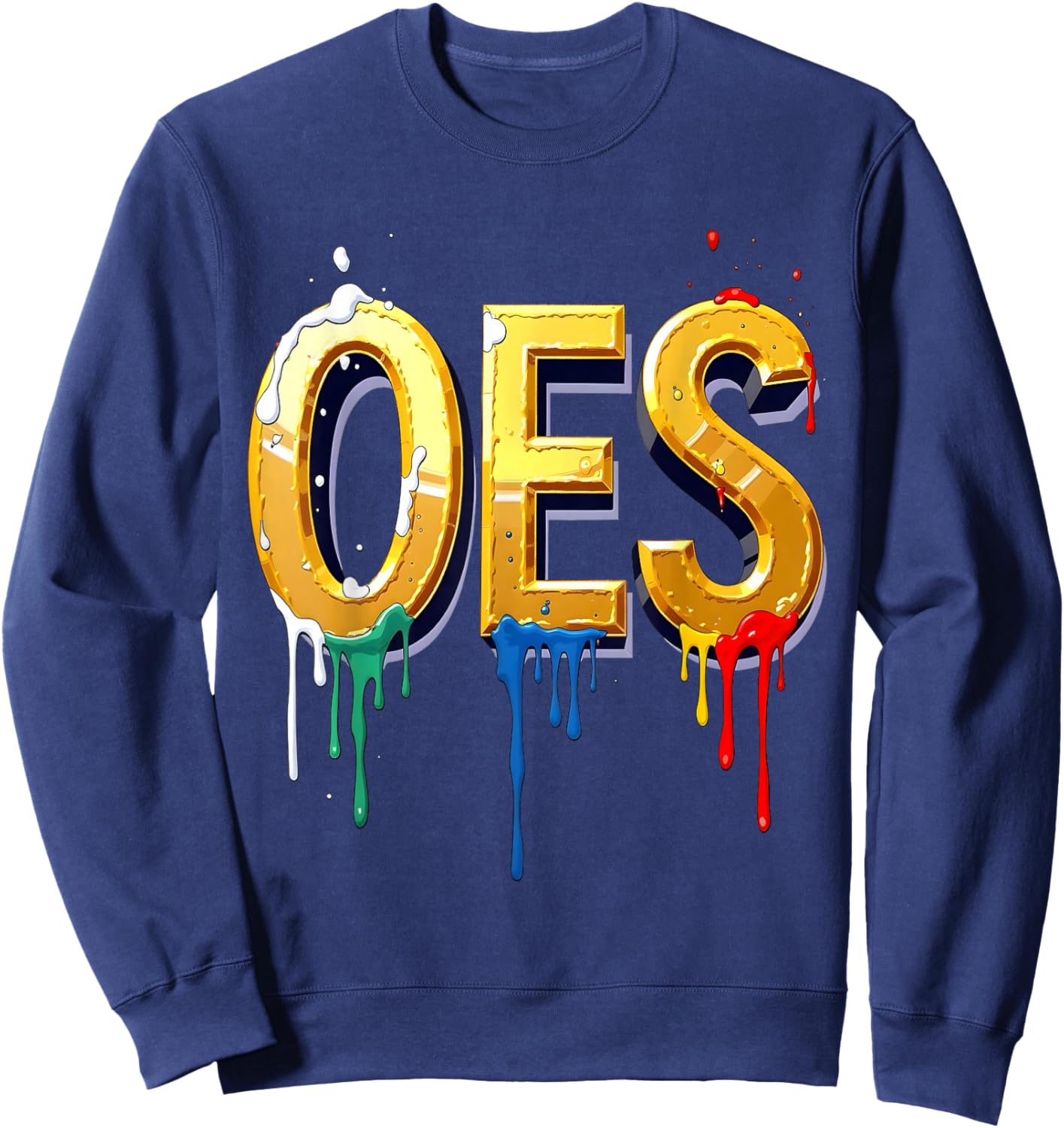 OES 3D Golden Word Colors Dripping Order of the Eastern Star Sweatshirt - Sweatshirt | Navy