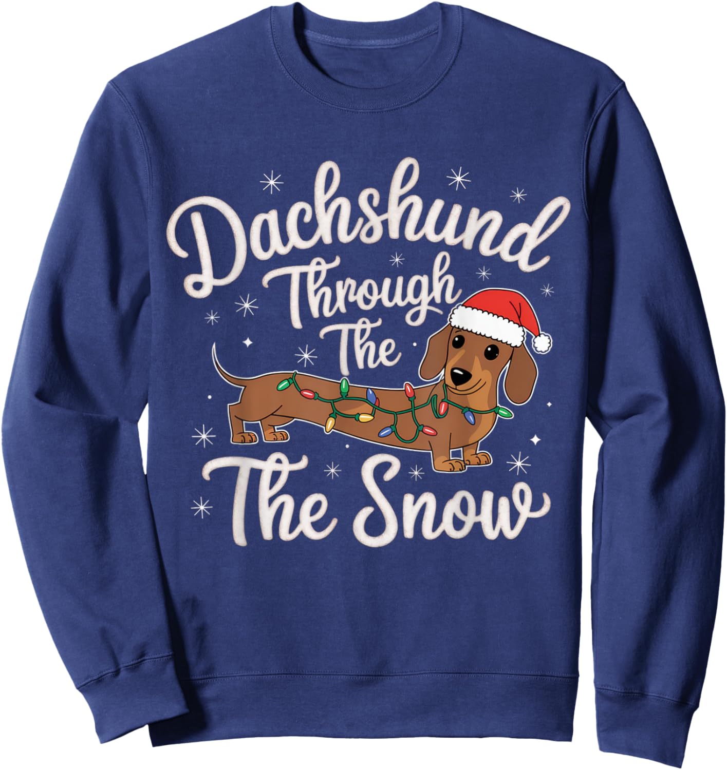 Dachshund Through The Snow Christmas Decor for Dog Lovers Sweatshirt - Sweatshirt | Navy