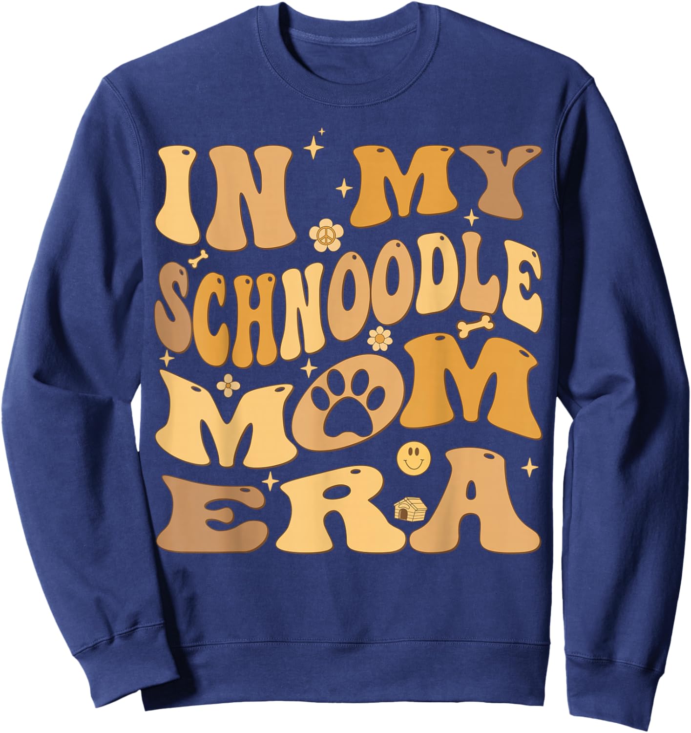 In My Schnoodle Mom Era Groovy Schnoodle Dog Sweatshirt - Sweatshirt | Navy