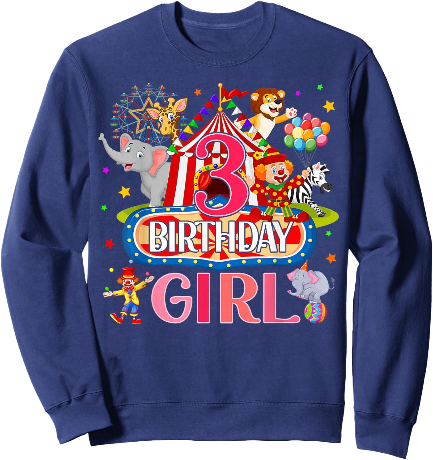 3rd Birthday For Girl Ringmaster Circus Carnival Family Bday Sweatshirt - Sweatshirt | Navy