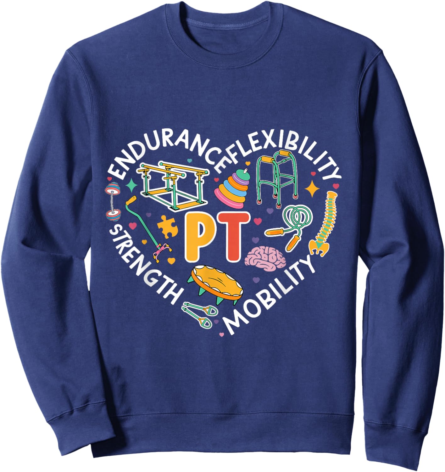 Physical Therapy Retro Groovy Physical Therapist , -Adults/Kids, Black, Small, Short Sleeve Sweatshirt - Sweatshirt | Navy