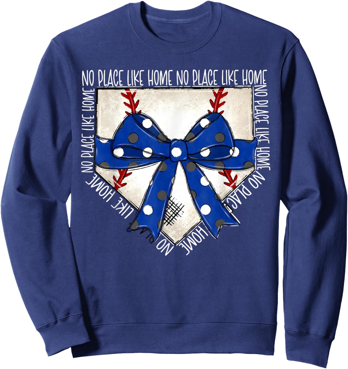 No Place Like Home Coquette Bow Game Day Softball Baseball Sweatshirt - Sweatshirt | Navy