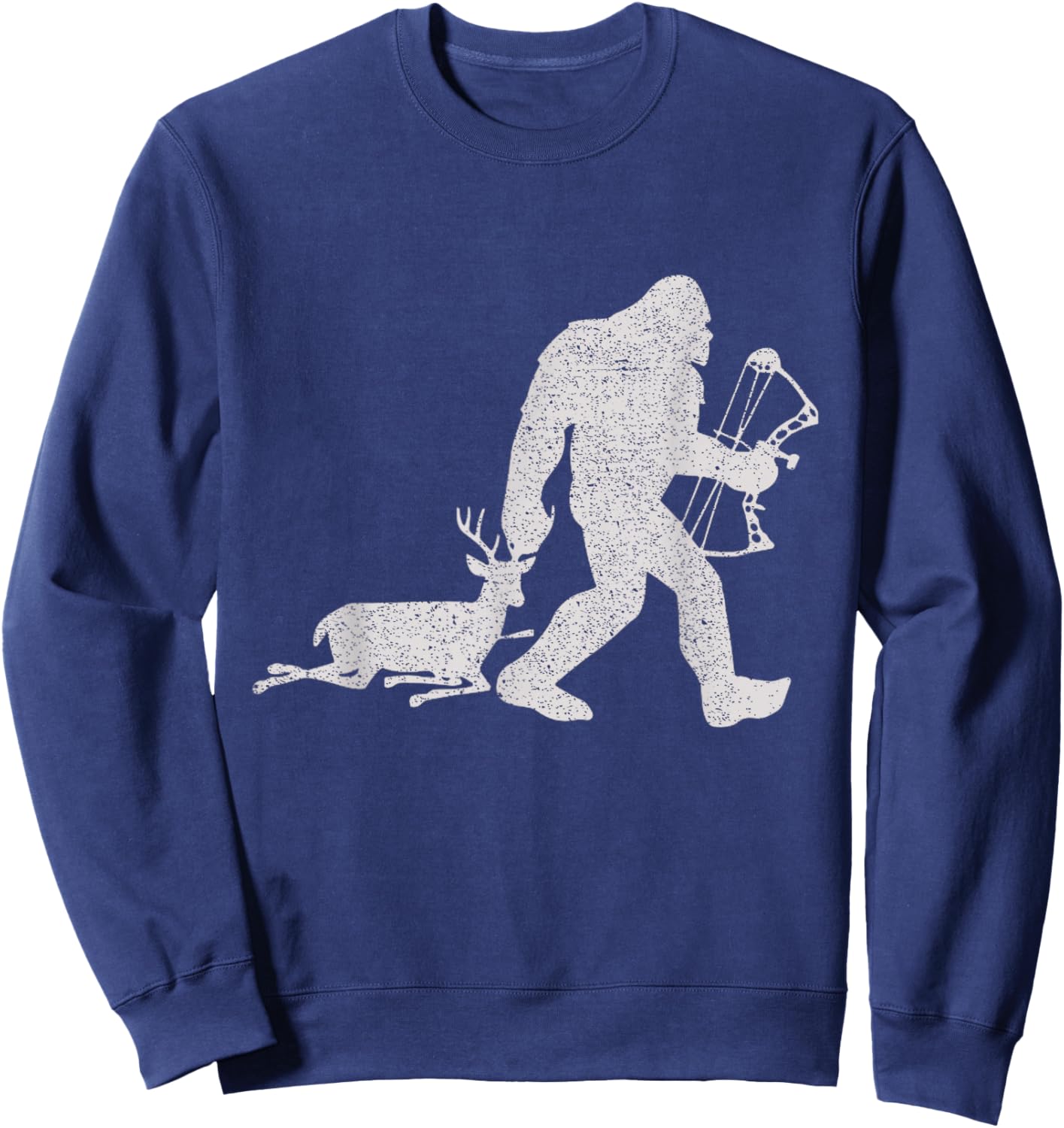 Bigfoot Bags a Deer Big Foot Deer Bow Hunting Sweatshirt - Sweatshirt | Navy