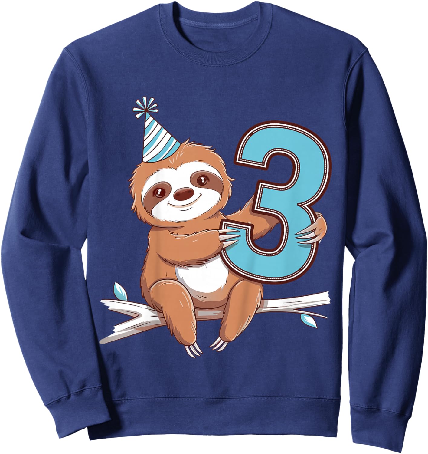 Kids 3rd Birthday Sloth Kids Sweatshirt - Sweatshirt | Navy