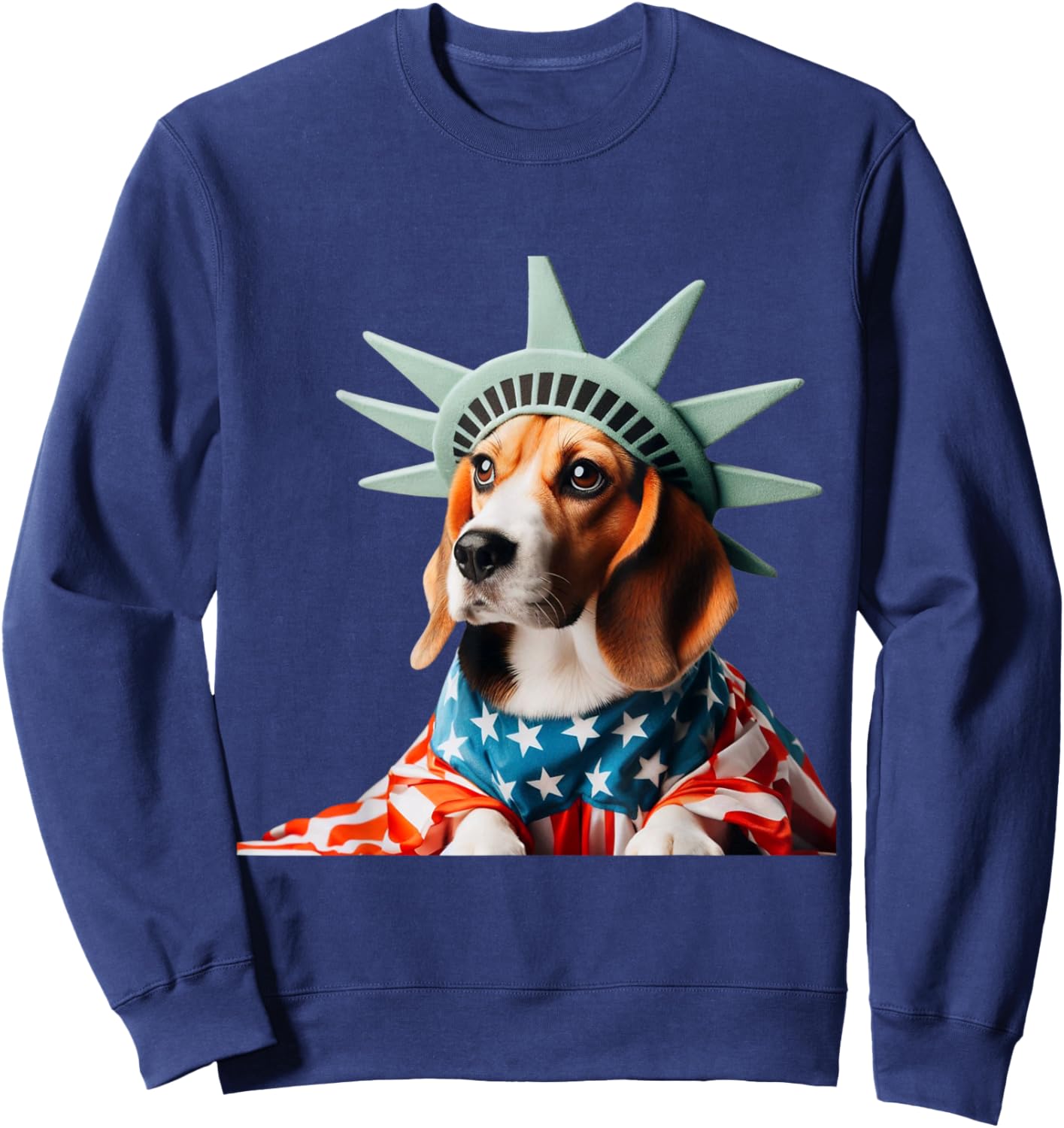 Beagle Patriotic Statue Of Liberty 4th of July USA American Kids Men Sweatshirt - Sweatshirt | Navy