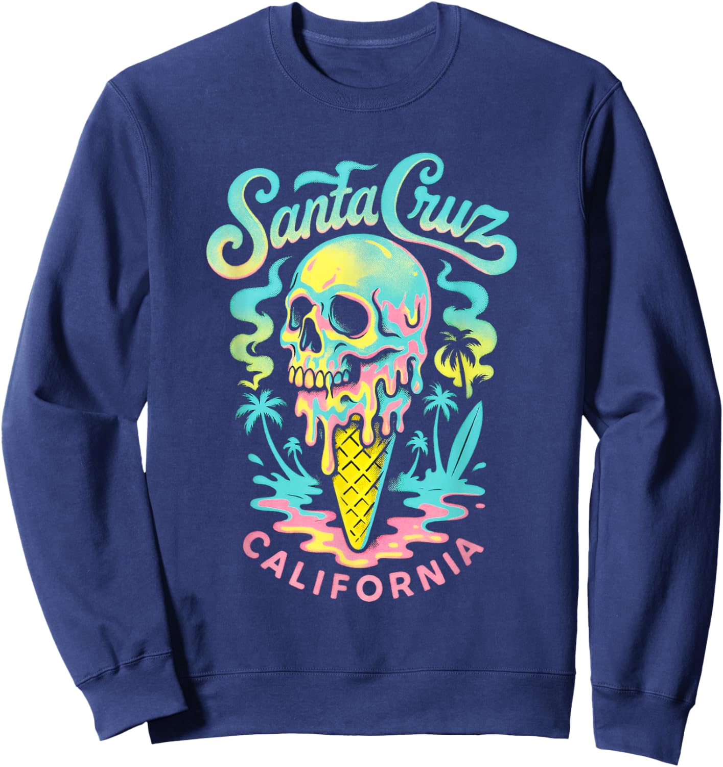 Santa Cruz California Surfing Skating Skater Surfer Sweatshirt - Sweatshirt | Navy