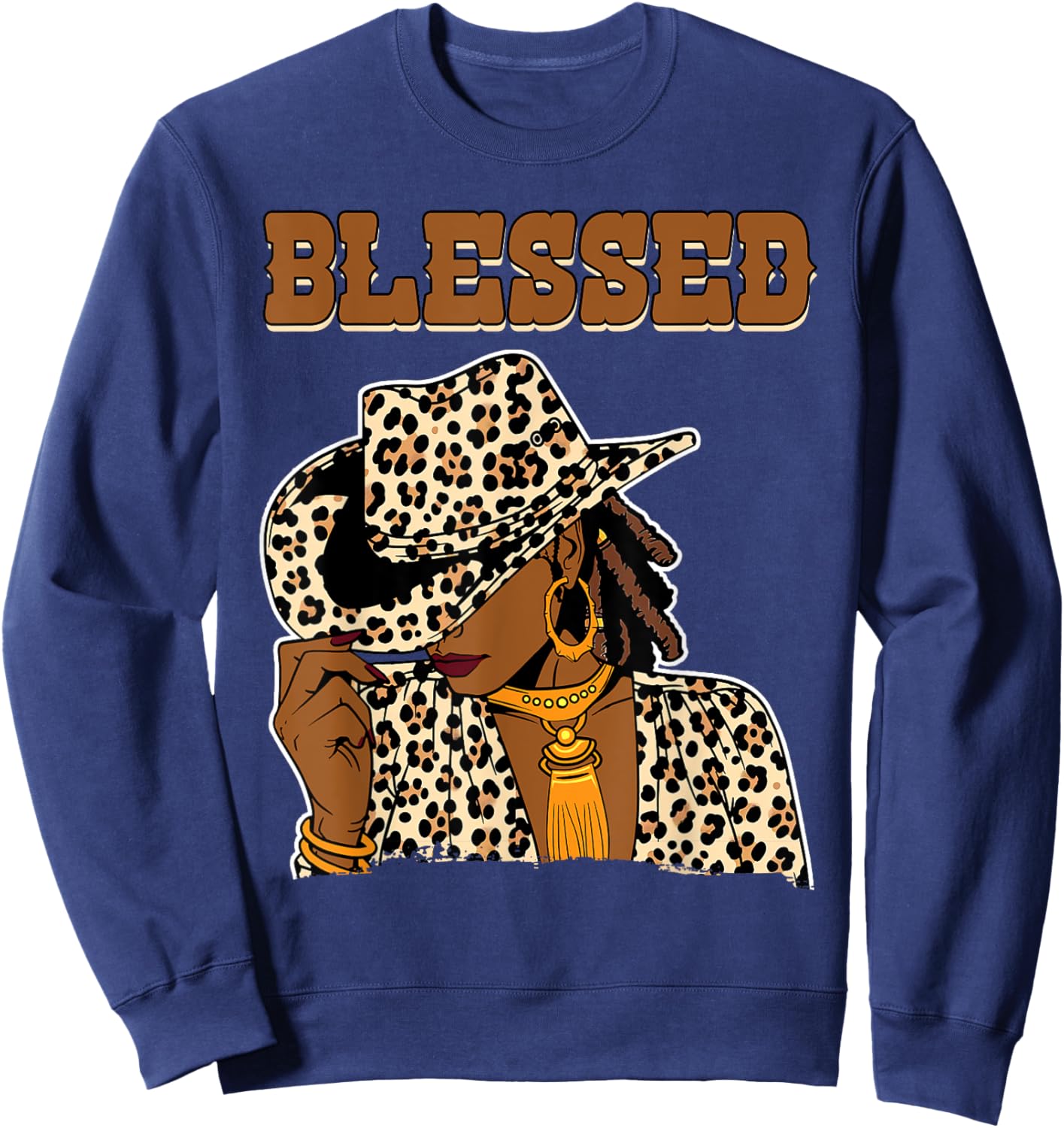 Blessed Cowgirl Black Western Swag African Christian Woman Sweatshirt - Sweatshirt | Navy