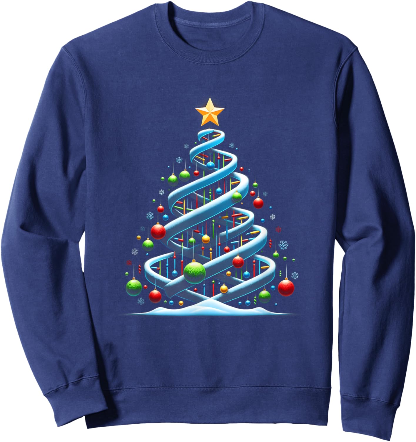 DNA Helix Christmas Tree Scientist Biology Science Teacher Sweatshirt - Sweatshirt | Navy
