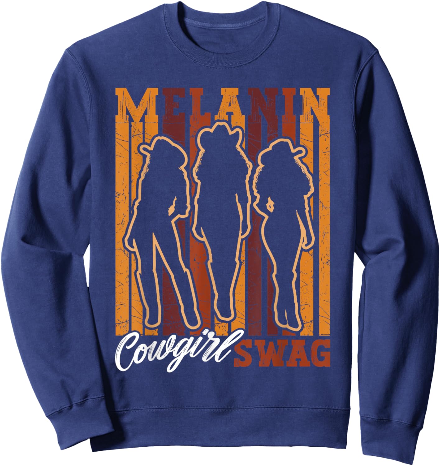 Melanin Cowgirl Swag African Western Rodeo Black History Sweatshirt - Sweatshirt | Navy