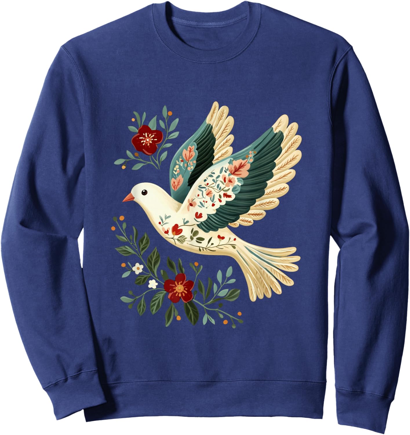 Friedenstaube Frieden Taube mit farbigen Blumen Sweatshirt - Sweatshirt | Navy