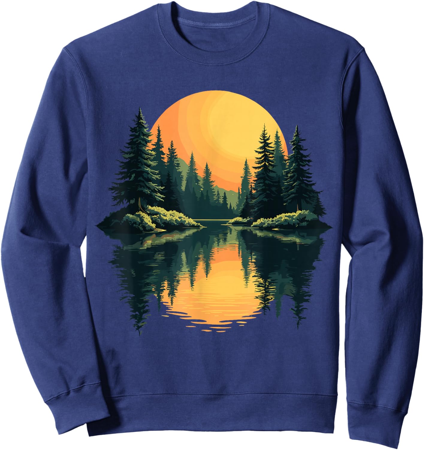 Nature Trees Reflection Forest Trees Outdoor Wildlife Sweatshirt - Sweatshirt | Navy