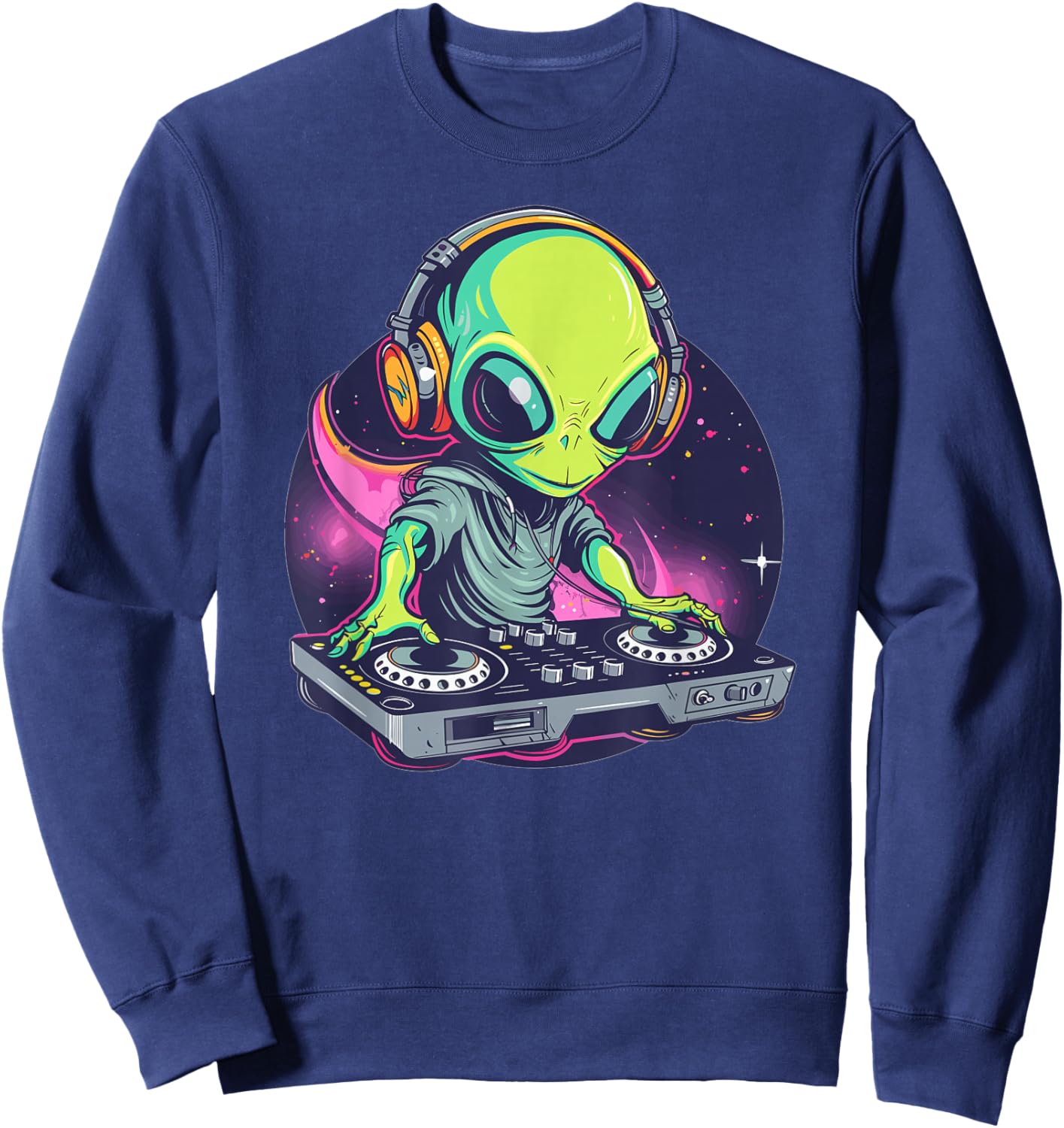 Cartoon Alien DJ Sweatshirt - Sweatshirt | Navy