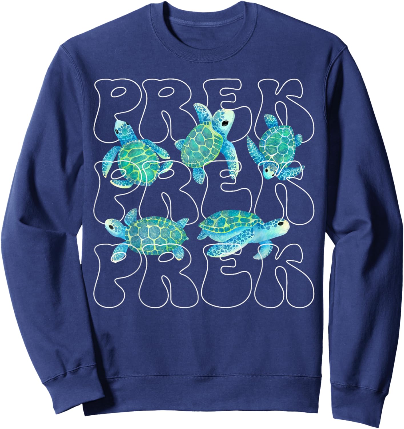Pre K Teacher Sea Turtle Ocean Animal Lover Teach Beach Vibe Sweatshirt - Sweatshirt | Navy