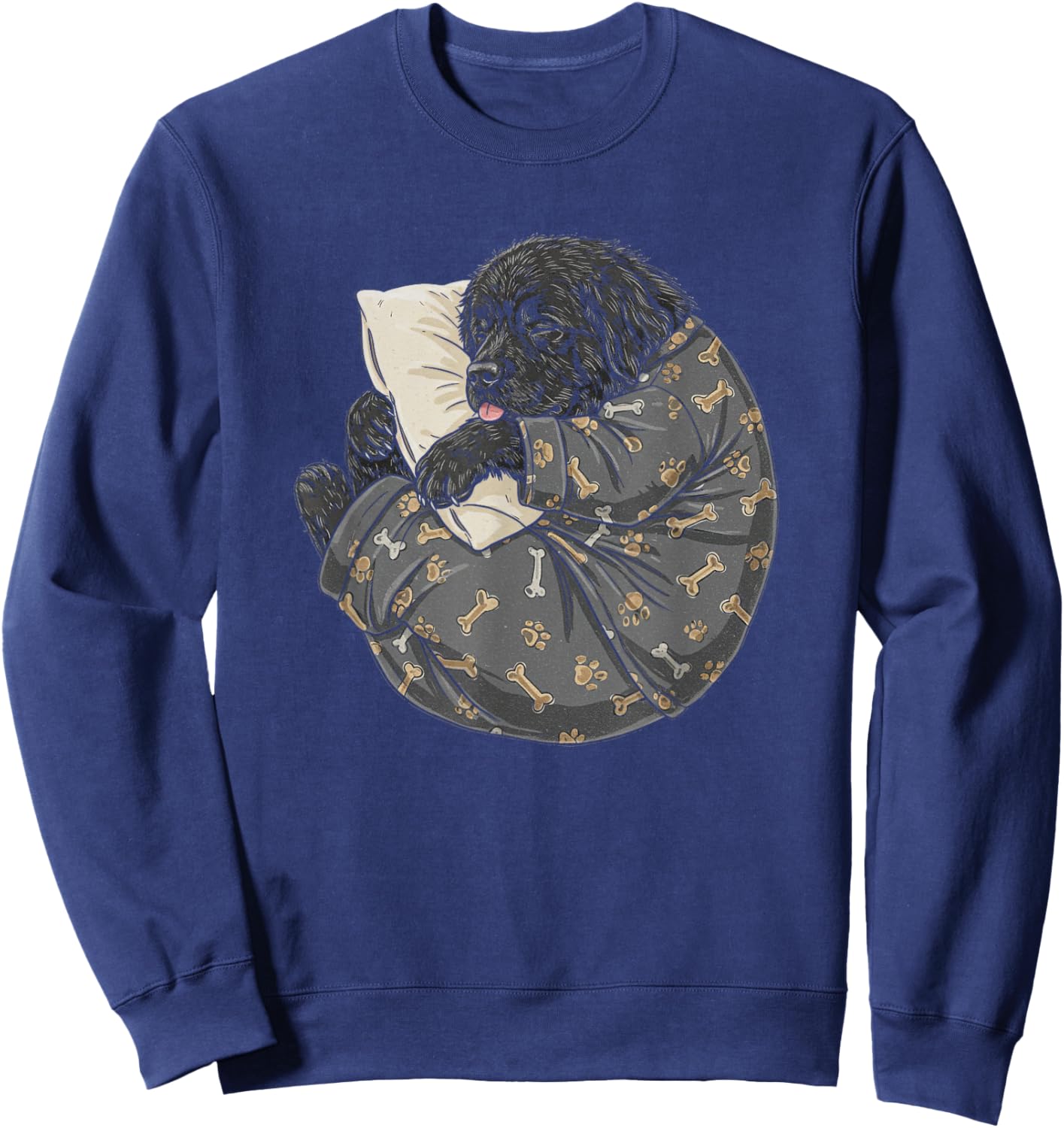 Funny Sleepy Newfoundland Pajama Men Women Kids Newfie Sweatshirt - Sweatshirt | Navy
