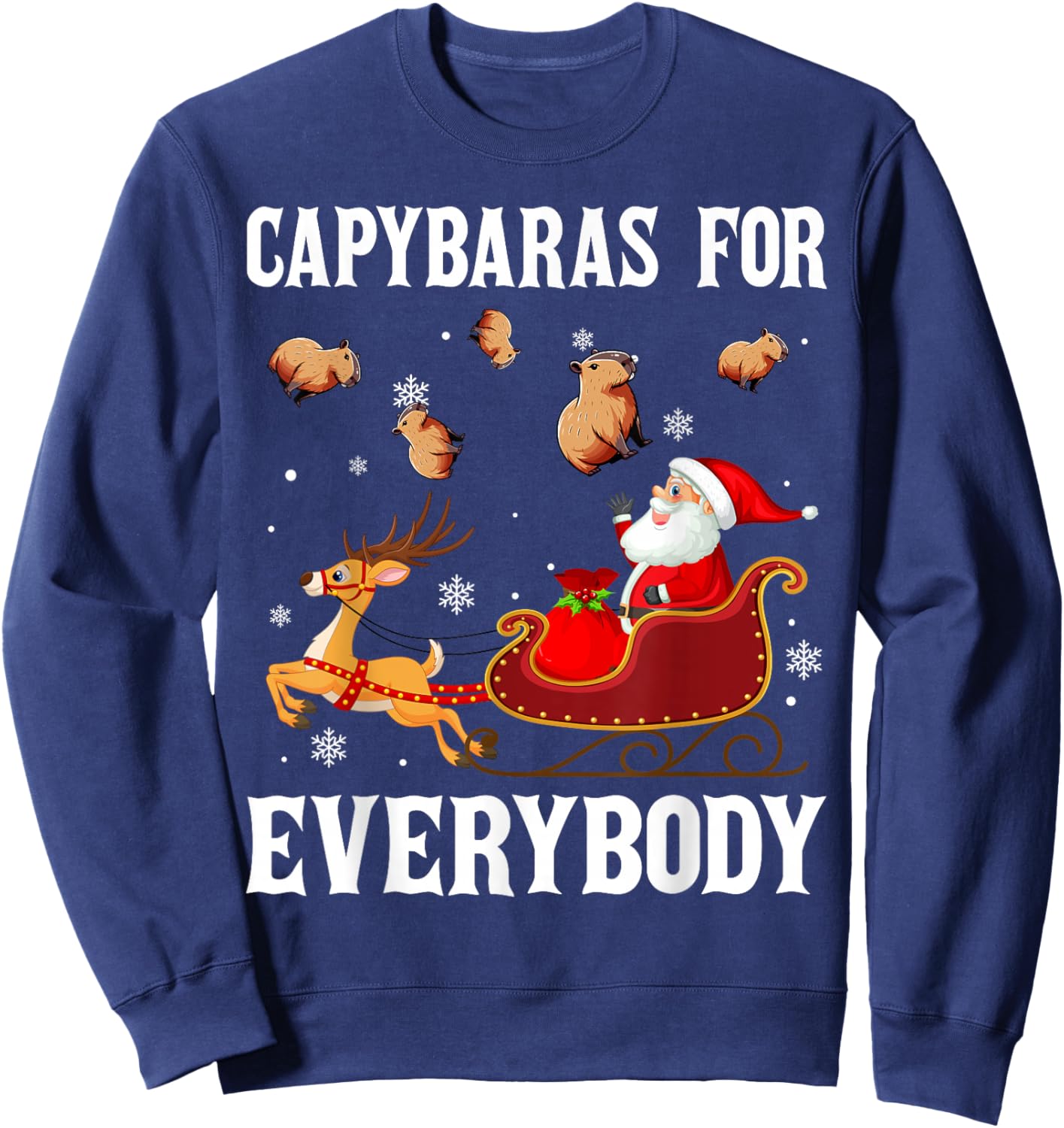 Capybaras For Everybody Christmas Santa Claus Capybara Xmas Sweatshirt - Sweatshirt | Navy