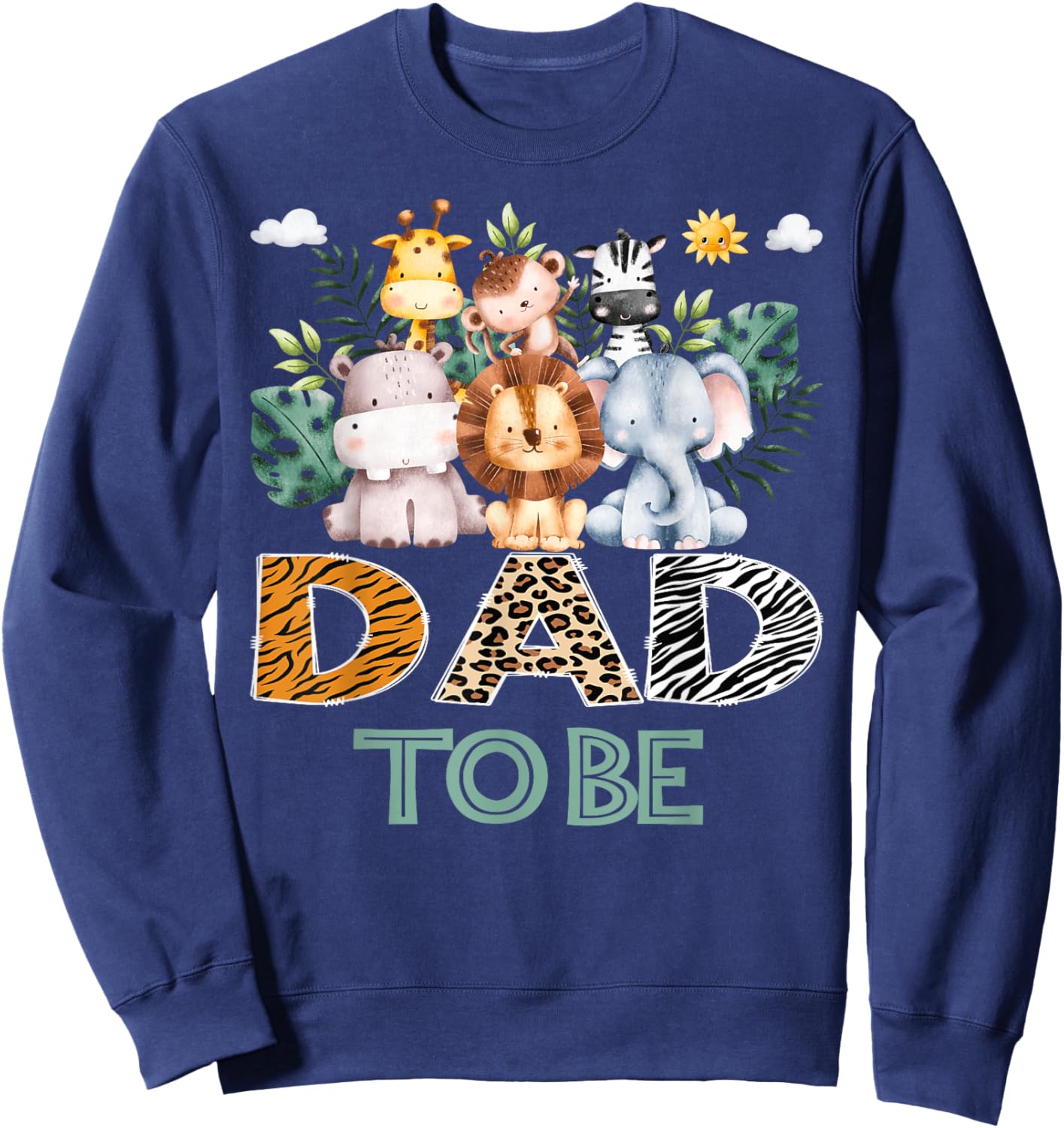 Soon To Be Dad Jungle Animal Safari Gender Reveal Sweatshirt - Sweatshirt | Navy