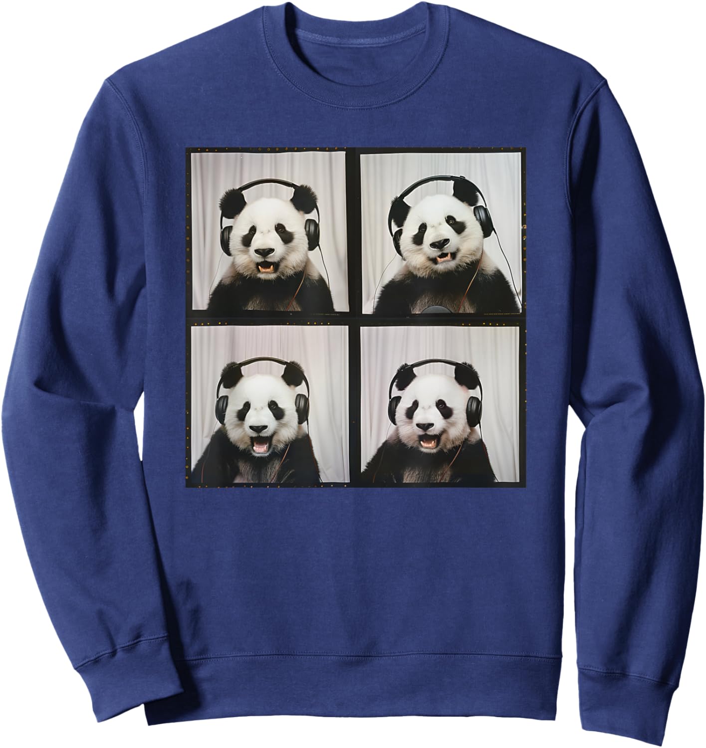 Panda Wearing Headphones Animal Music Photobooth Cool Panda Sweatshirt - Sweatshirt | Navy