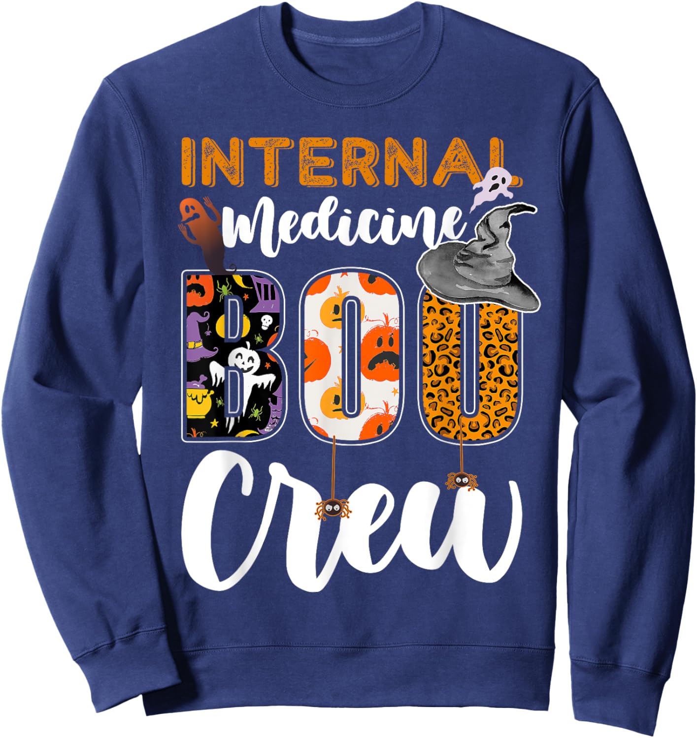 Internal Medicine Boo Crew Halloween Matching Internist Sweatshirt - Sweatshirt | Navy