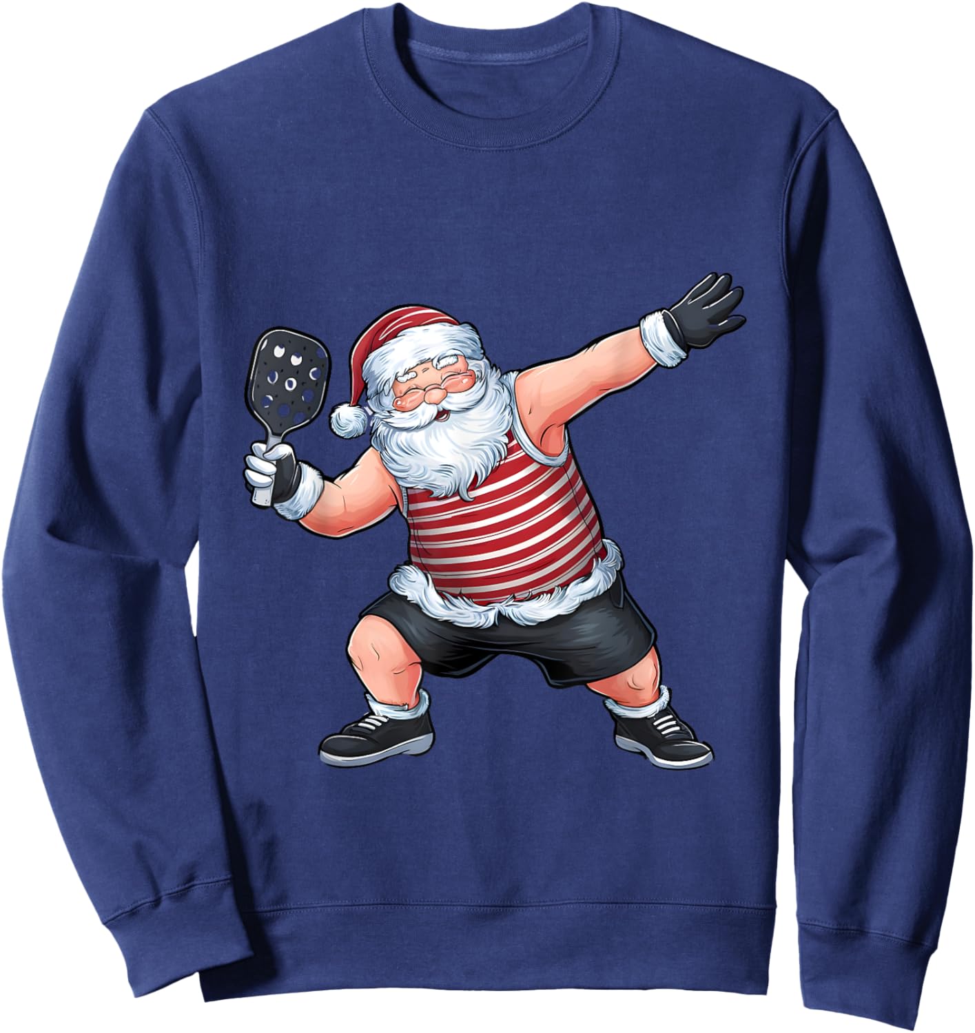 Funny Santa Clause Playing Pickleball Christmas Father's Day Sweatshirt - Sweatshirt | Navy