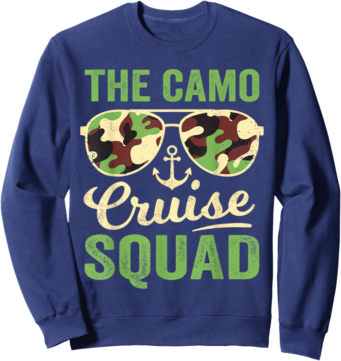 Camo Cruise Squad 2025 Retro Vintage Family Matching Camo Sweatshirt - Sweatshirt | Navy