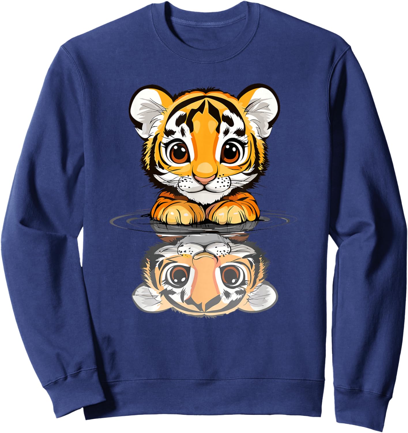 Cute Baby Tiger Reflection In Water Sweatshirt - Sweatshirt | Navy