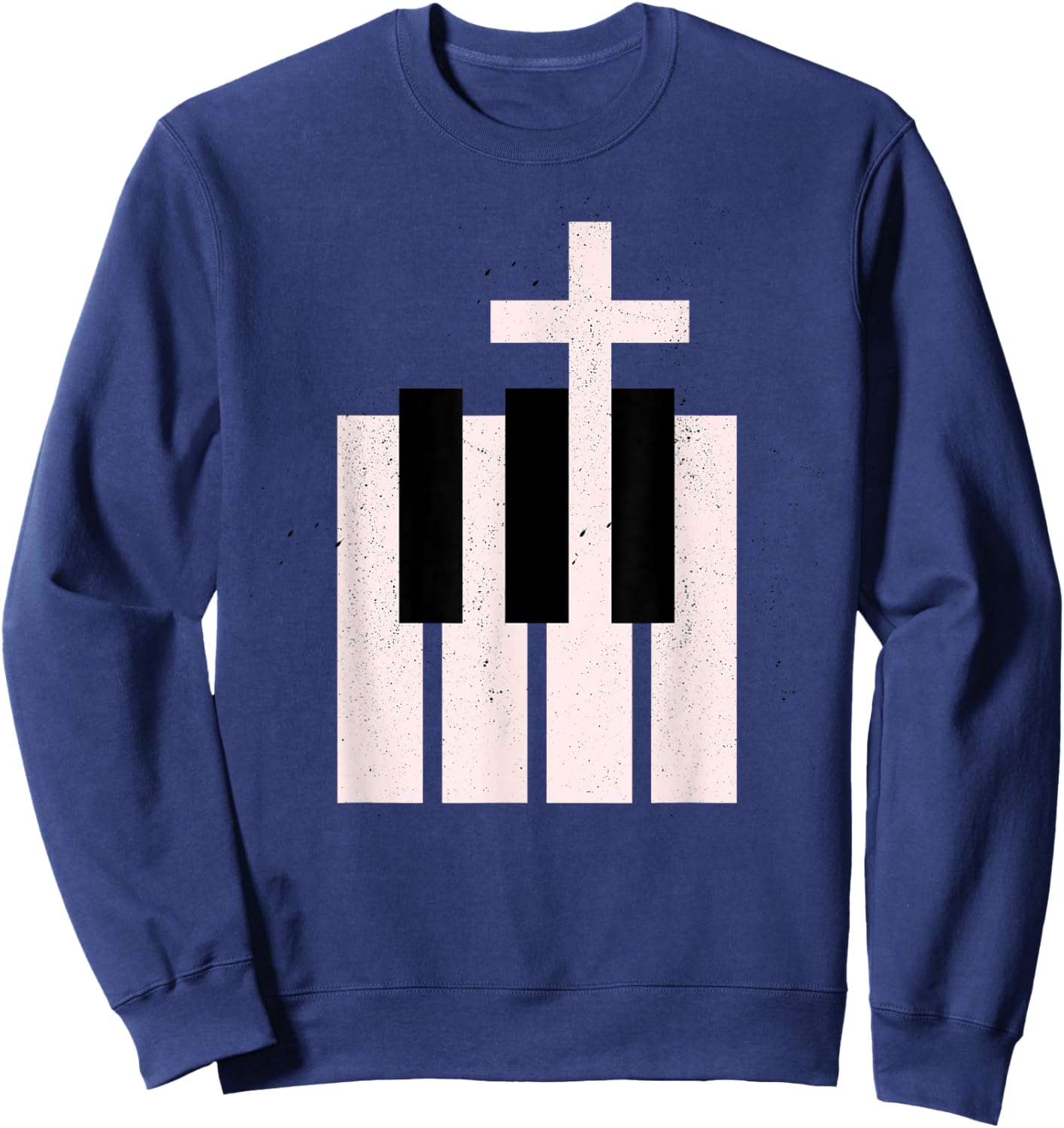 Worship Music Praise Band Christian Cross Piano Sweatshirt - Sweatshirt | Navy