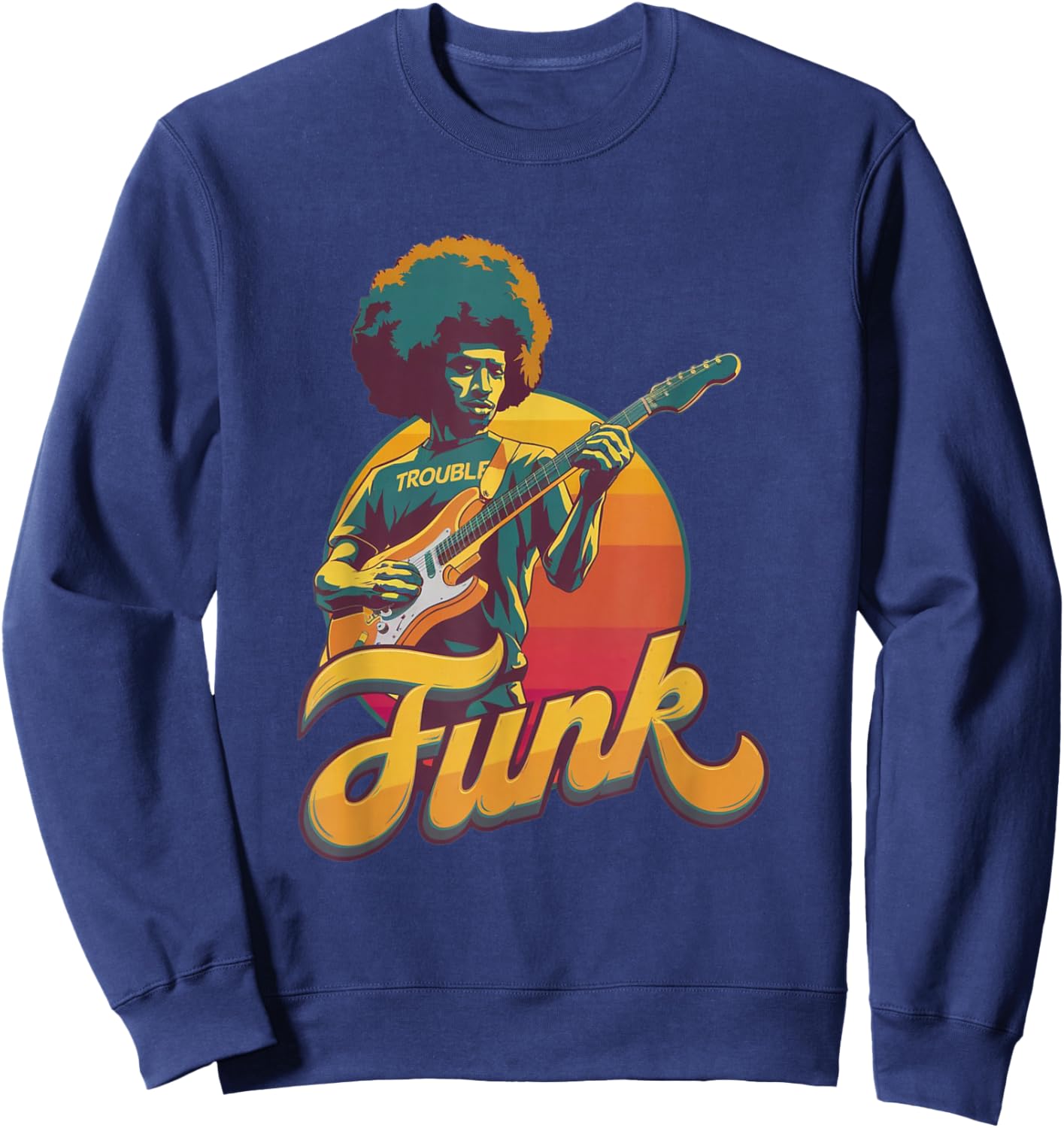 70s Retro Funk Afro Band Guitarist - Jazz Funk & Soul Sweatshirt - Sweatshirt | Navy
