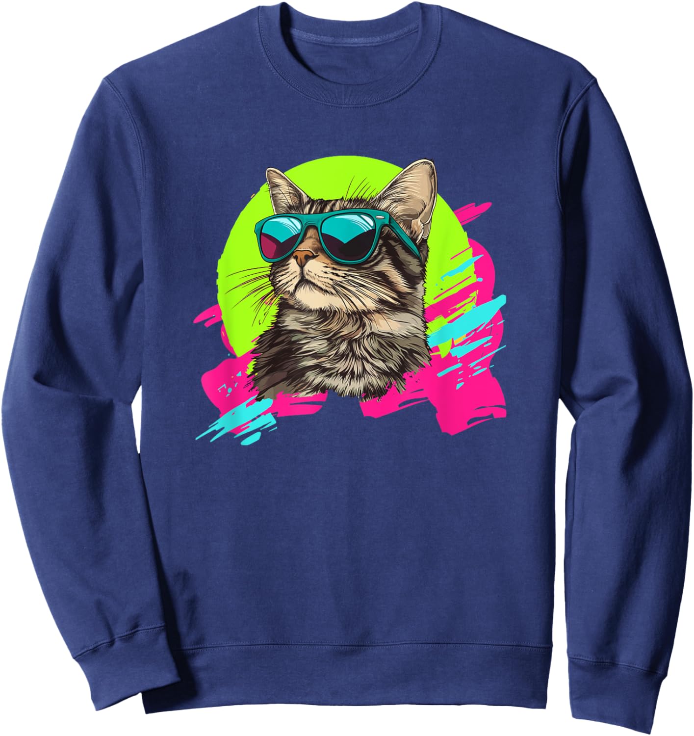 Retro Vintage Brown Tabby Cat Lover Men Women Girls Kids Sweatshirt - Sweatshirt | Navy