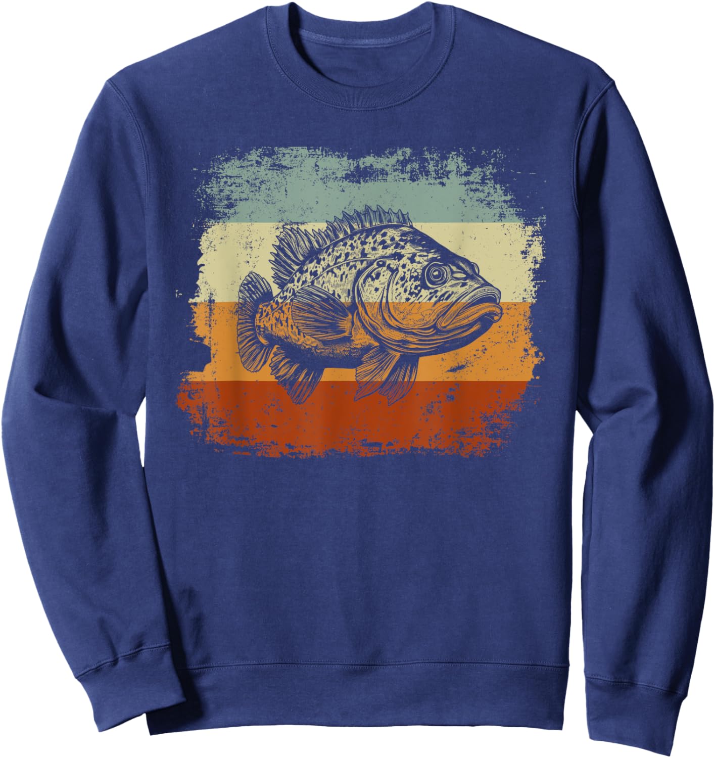 Retro Style Grouper Fish Sweatshirt - Sweatshirt | Navy