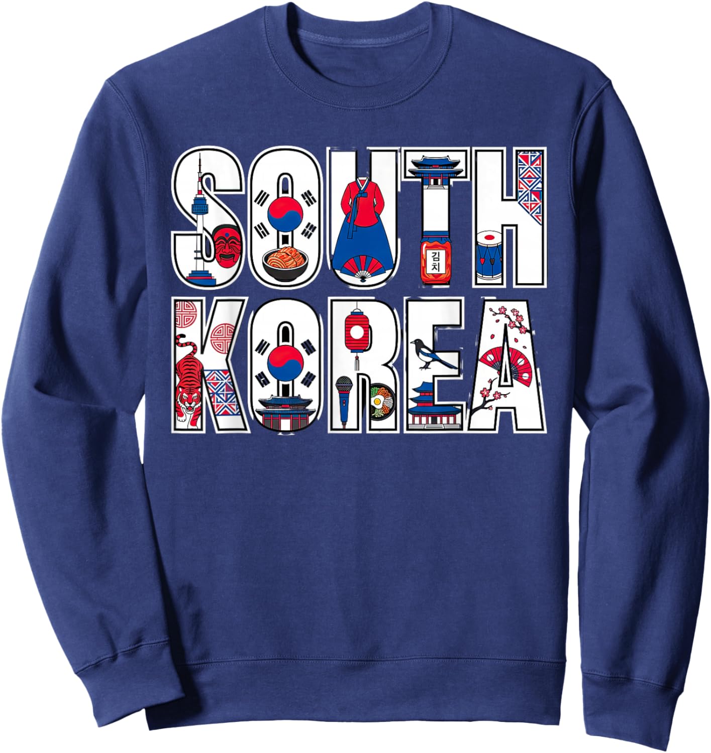South Korea Souvenir South Korean Travel Graphic Sweatshirt - Sweatshirt | Navy