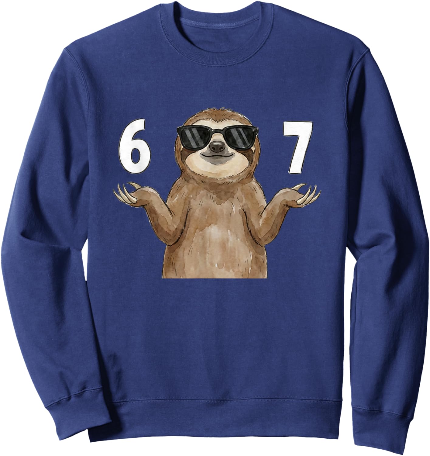 67 Meme Lazy Shirt 6 7 Main Gesture Kids Slang Six Seven Sweatshirt - Sweatshirt | Navy
