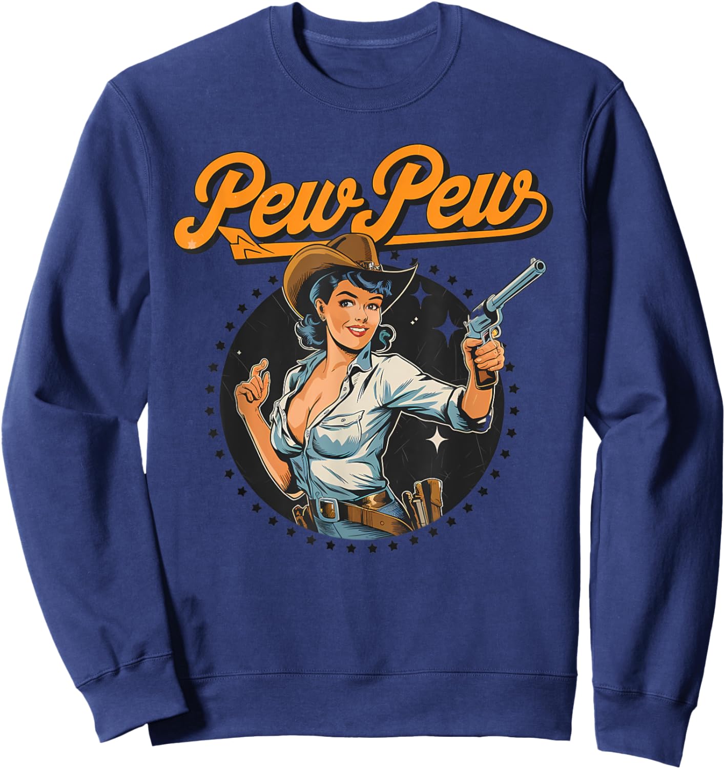 Vintage Cowboy Cowgirl Country & Western Wild West Horse Sweatshirt - Sweatshirt | Navy