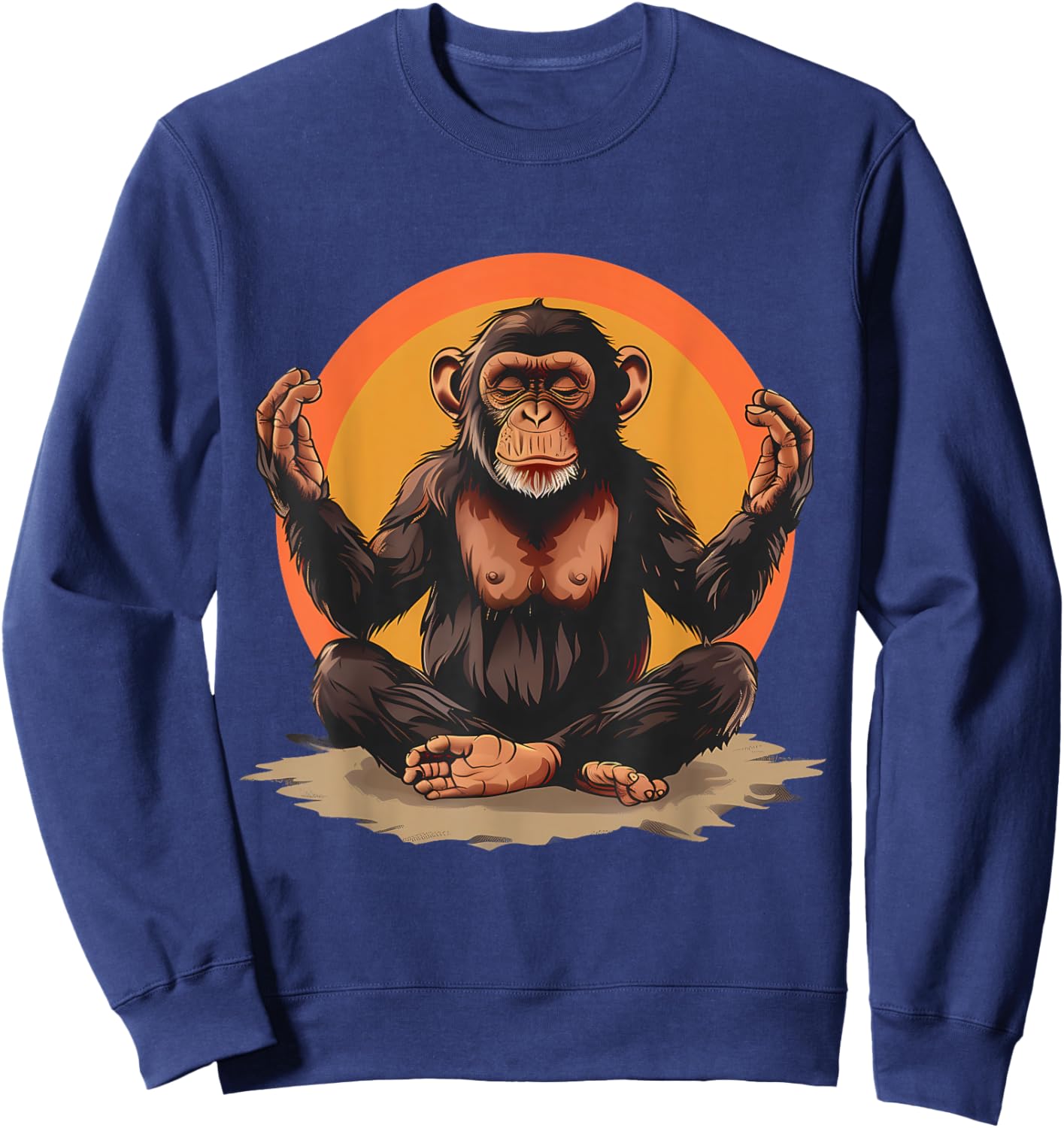 Meditation Monkey Spiritual Yoga Zen Buddha Hindu Buddhist Sweatshirt - Sweatshirt | Navy