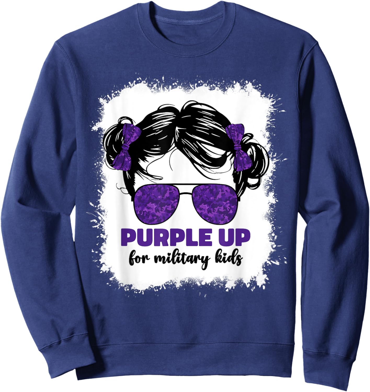 Purple Up For Military Kids Girls Month Of Military Child Sweatshirt - Sweatshirt | Navy